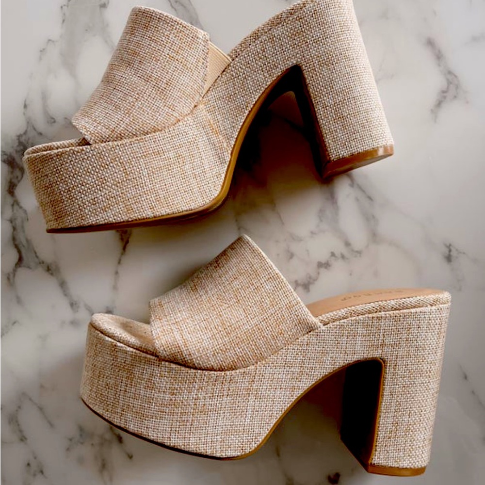 Bamboo platform heel worn once